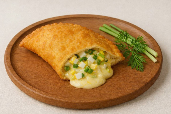 🥚Cheburek with egg, onion and cheese 