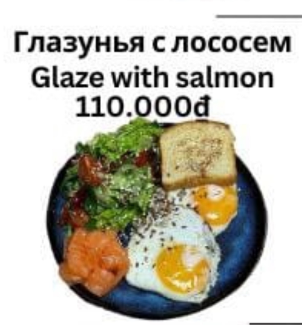Fried eggs with salmon