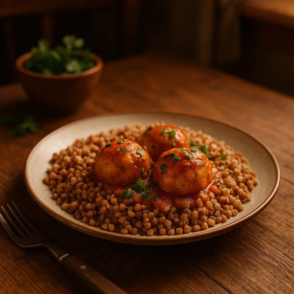 Buckwheat with Meatballs
